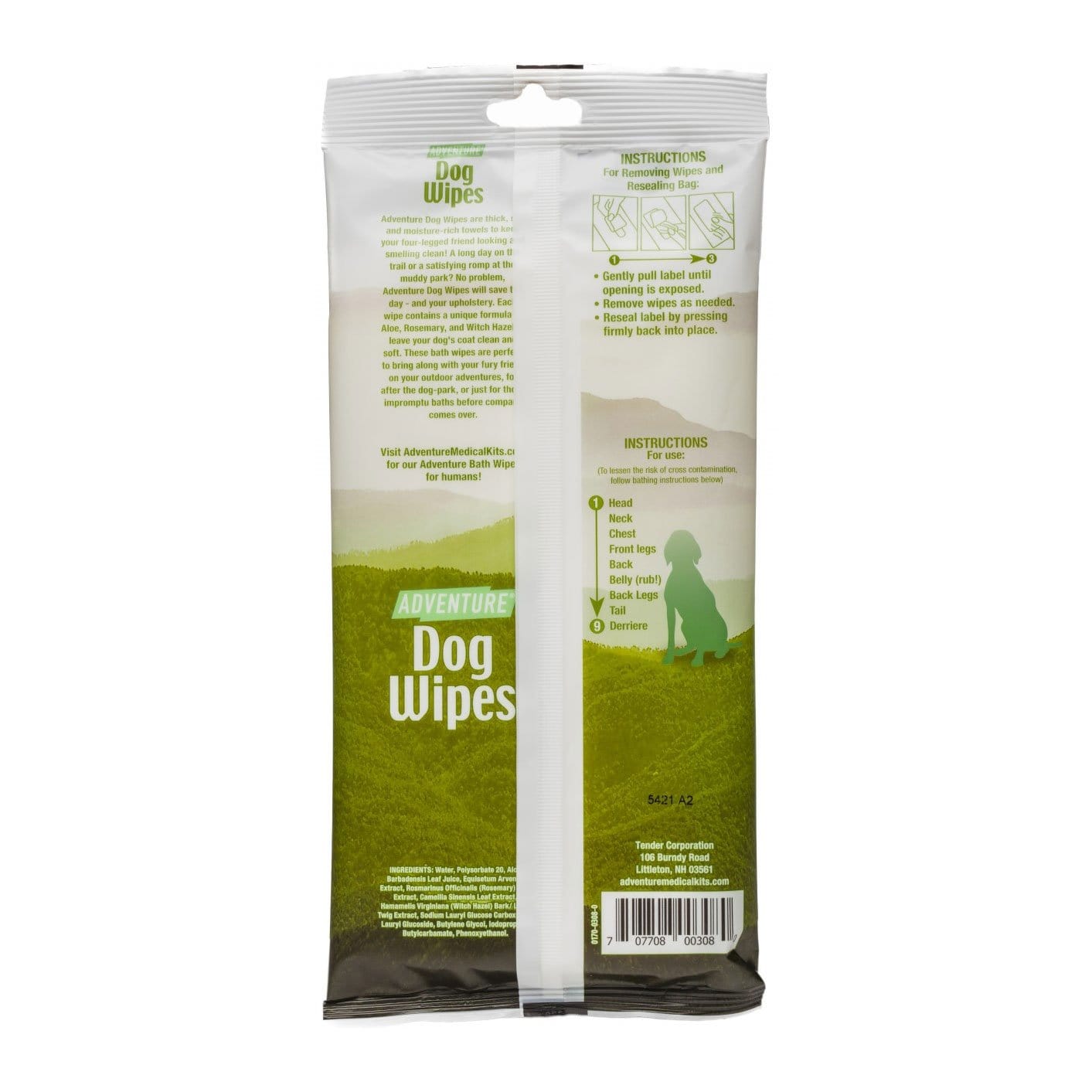 Adventure Medical Kit Adventure Dog Wipes, 8"x8", Pkg./8