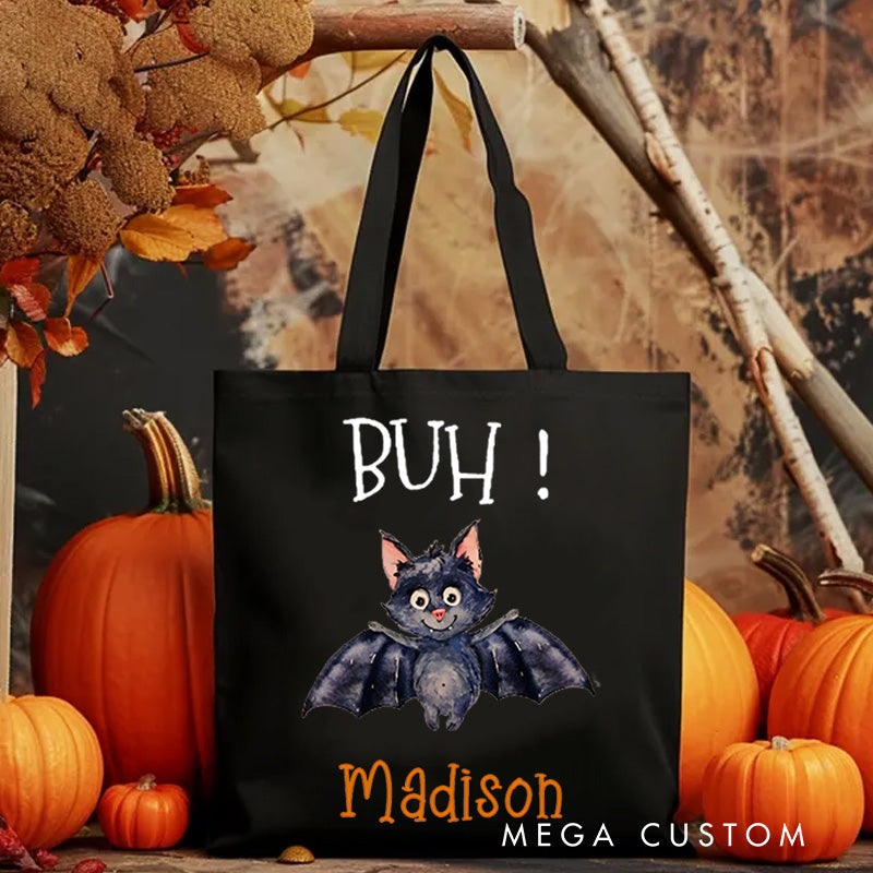 【🔥Big Sale🔥】Personalized Boo Bat Featuring Name for a Playful and Spooky Halloween Decoration Tote Bag