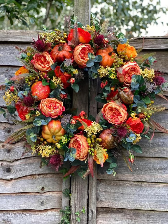 【🔥Big Sale🔥】💖Last Day 70% OFF💖Fall Peony And Pumpkin Wreath - Year Round Wreath--🔥BUY 2 FREE SHIPPING