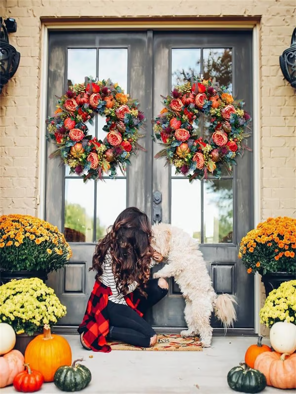 【🔥Big Sale🔥】💖Last Day 70% OFF💖Fall Peony And Pumpkin Wreath - Year Round Wreath--🔥BUY 2 FREE SHIPPING