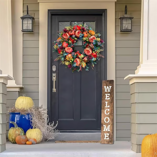 【🔥Big Sale🔥】💖Last Day 70% OFF💖Fall Peony And Pumpkin Wreath - Year Round Wreath--🔥BUY 2 FREE SHIPPING