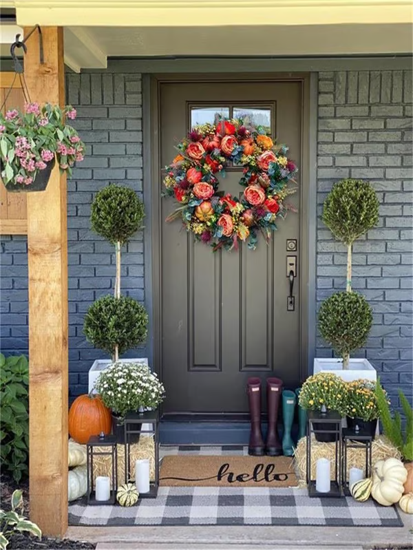 【🔥Big Sale🔥】💖Last Day 70% OFF💖Fall Peony And Pumpkin Wreath - Year Round Wreath--🔥BUY 2 FREE SHIPPING