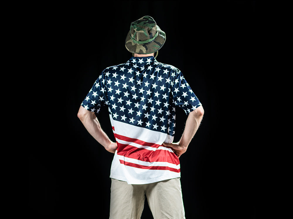 BombTech Golf American Flag Polo Shirt