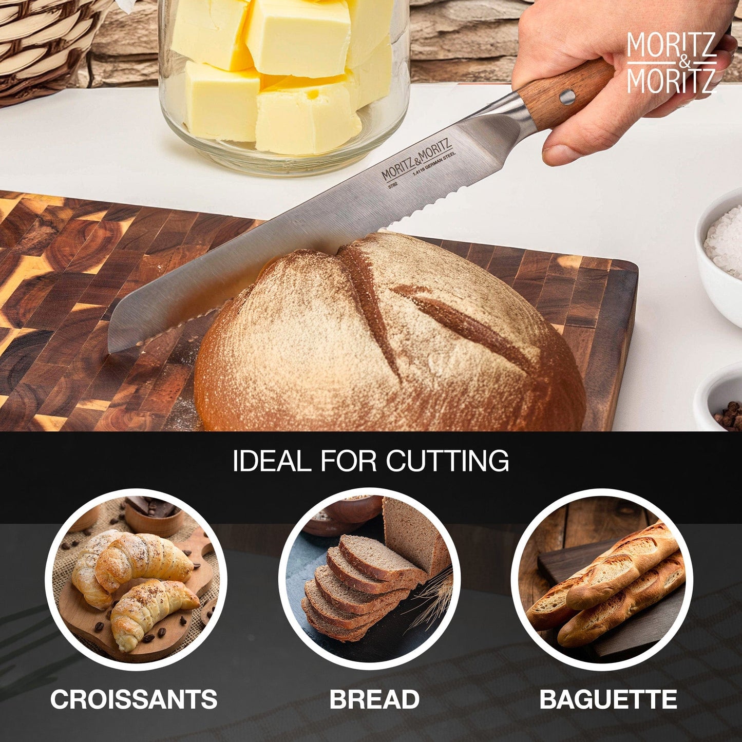 German Steel Professional Bread Knife (8 inches) by Moritz & Moritz
