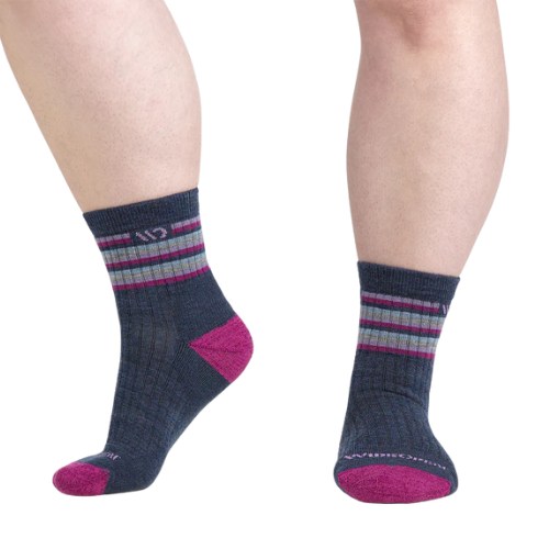 Women's Multi Stripe Cushioned Micro Crew Socks by WIDE OPEN® Socks