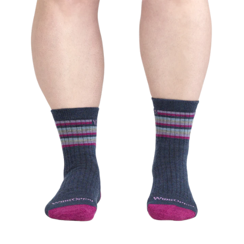 Women's Multi Stripe Cushioned Micro Crew Socks by WIDE OPEN® Socks