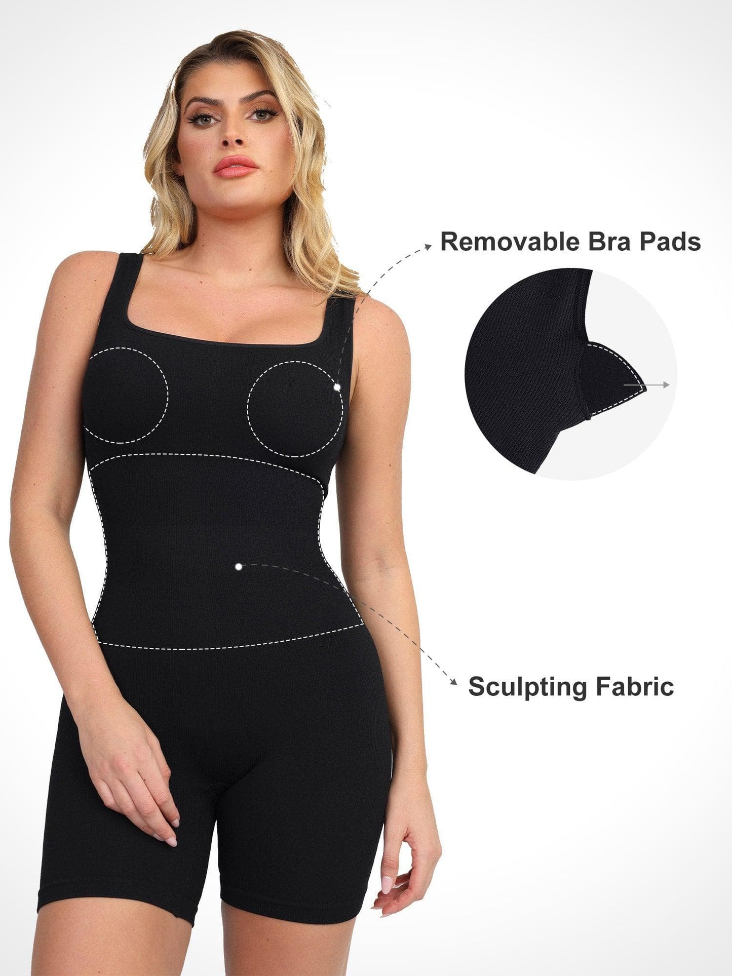 【🔥Big Sale🔥】Shapewear Seamless Square Neck Workout Jumpsuit or Romper