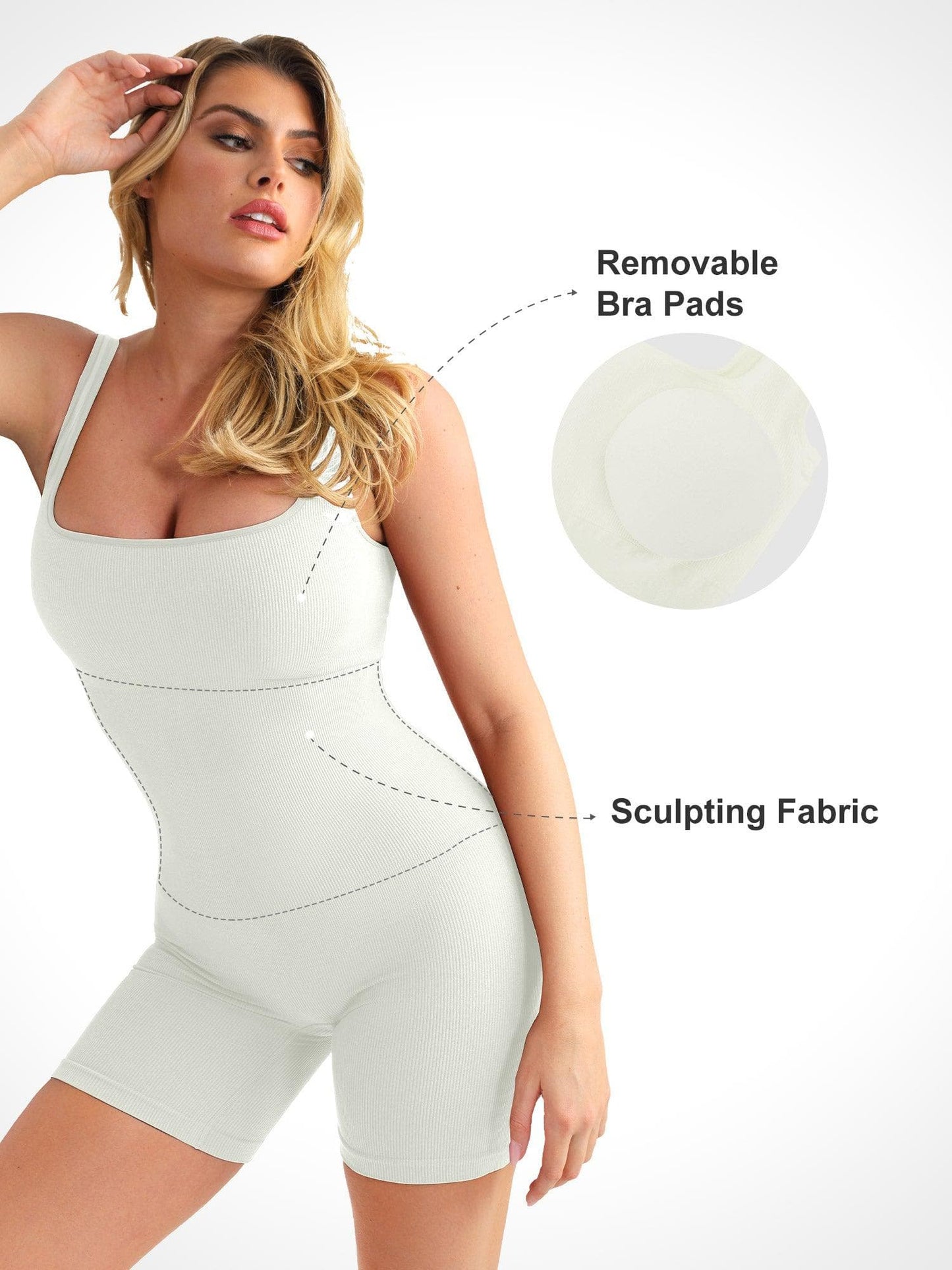 【🔥Big Sale🔥】Shapewear Seamless Square Neck Workout Jumpsuit or Romper