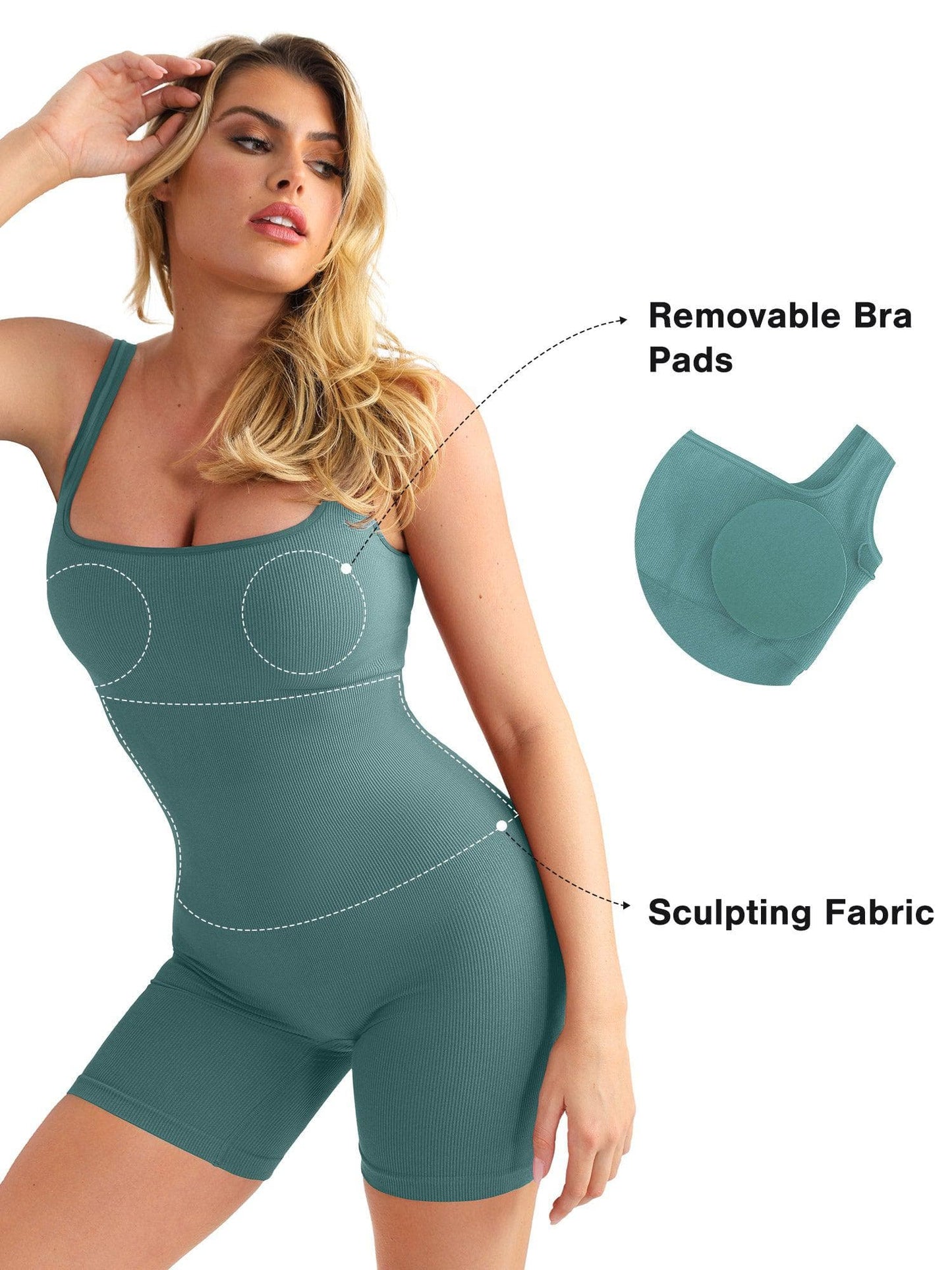 【🔥Big Sale🔥】Shapewear Seamless Square Neck Workout Jumpsuit or Romper
