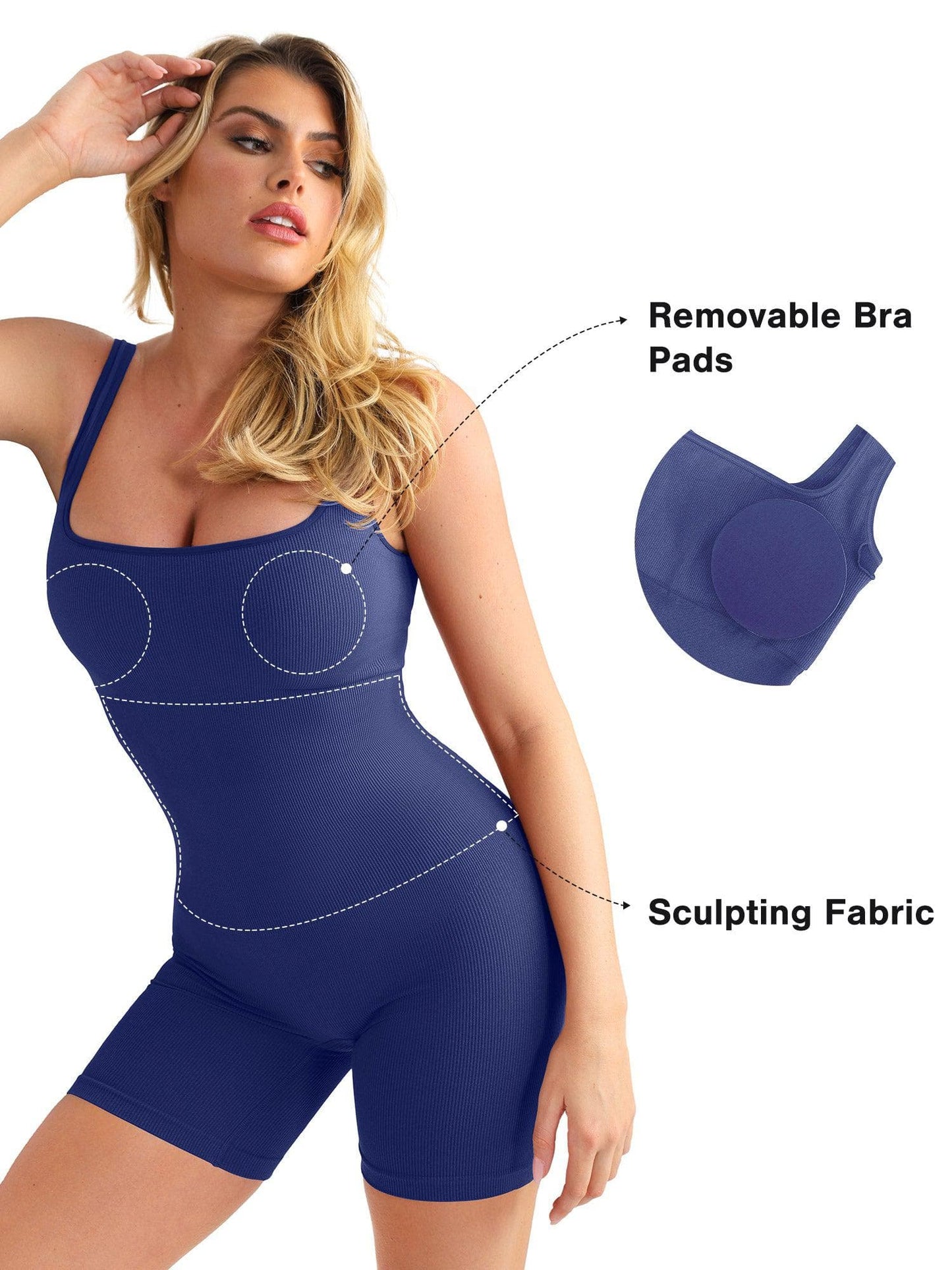 【🔥Big Sale🔥】Shapewear Seamless Square Neck Workout Jumpsuit or Romper