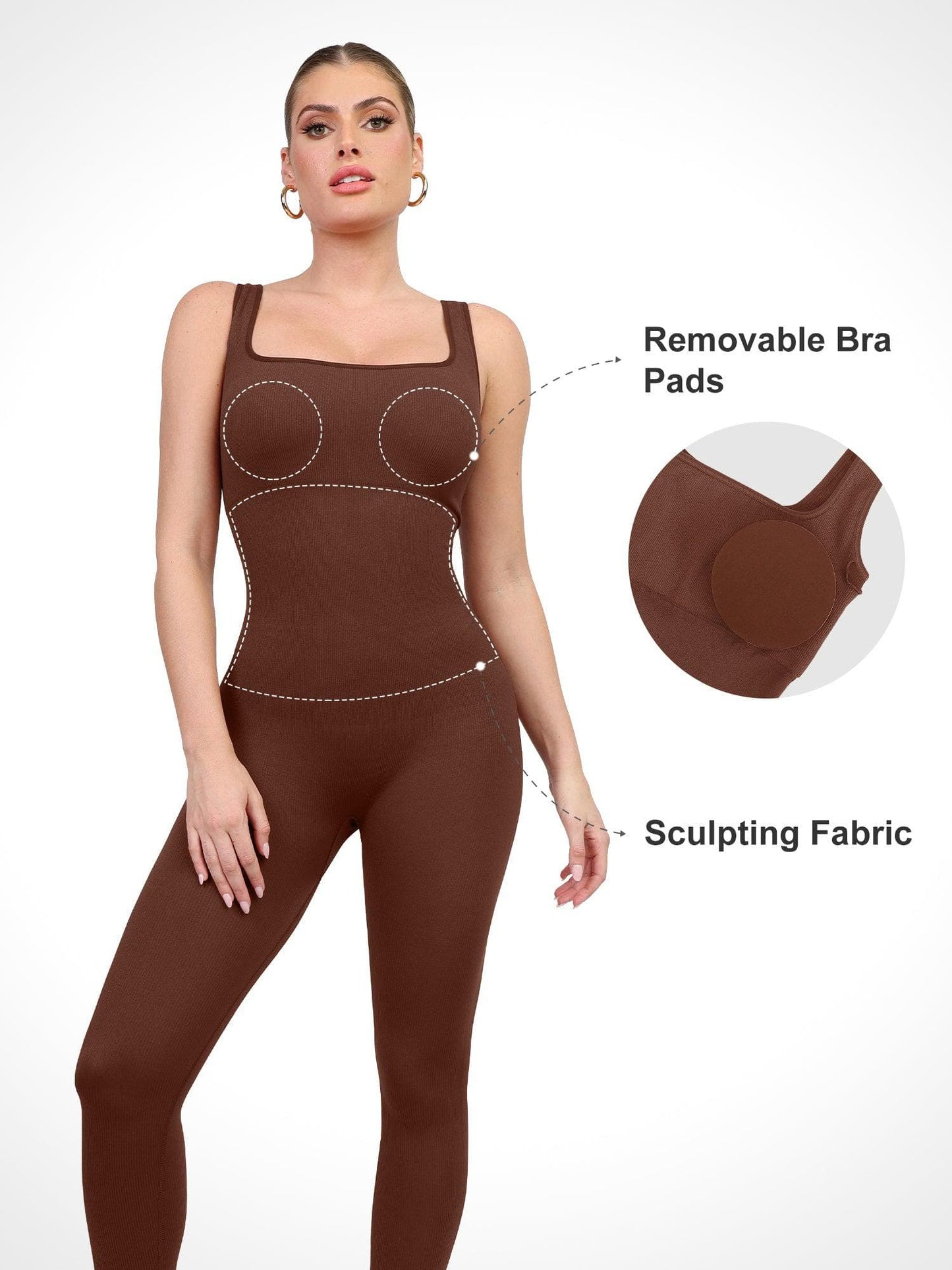 【🔥Big Sale🔥】Shapewear Seamless Square Neck Workout Jumpsuit or Romper
