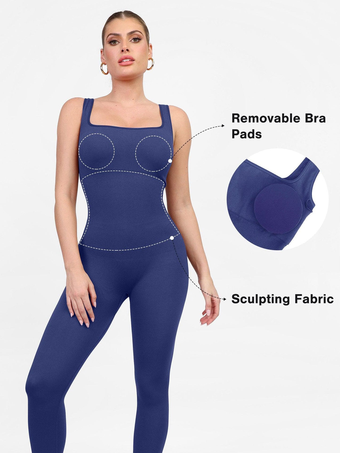 【🔥Big Sale🔥】Shapewear Seamless Square Neck Workout Jumpsuit or Romper