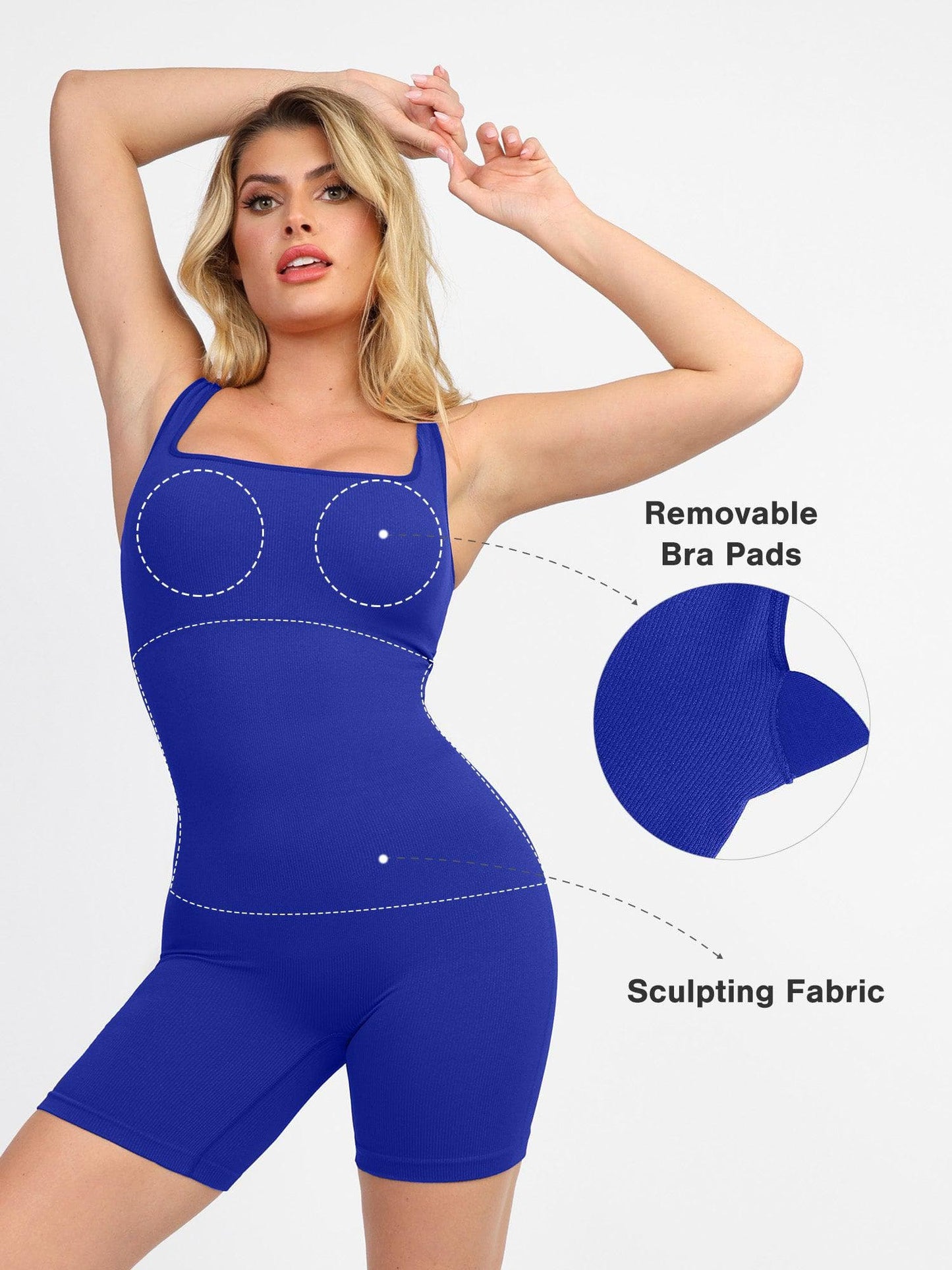 【🔥Big Sale🔥】Shapewear Seamless Square Neck Workout Jumpsuit or Romper