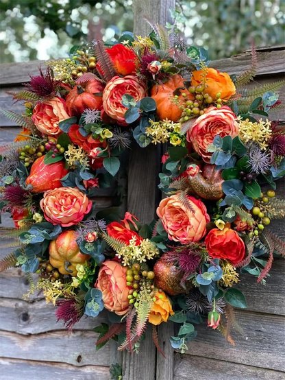 【🔥Big Sale🔥】💖Last Day 70% OFF💖Fall Peony And Pumpkin Wreath - Year Round Wreath--🔥BUY 2 FREE SHIPPING