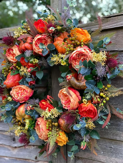 【🔥Big Sale🔥】💖Last Day 70% OFF💖Fall Peony And Pumpkin Wreath - Year Round Wreath--🔥BUY 2 FREE SHIPPING
