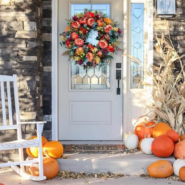 【🔥Big Sale🔥】💖Last Day 70% OFF💖Fall Peony And Pumpkin Wreath - Year Round Wreath--🔥BUY 2 FREE SHIPPING