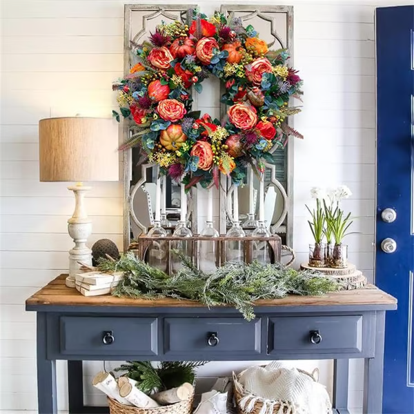 【🔥Big Sale🔥】💖Last Day 70% OFF💖Fall Peony And Pumpkin Wreath - Year Round Wreath--🔥BUY 2 FREE SHIPPING