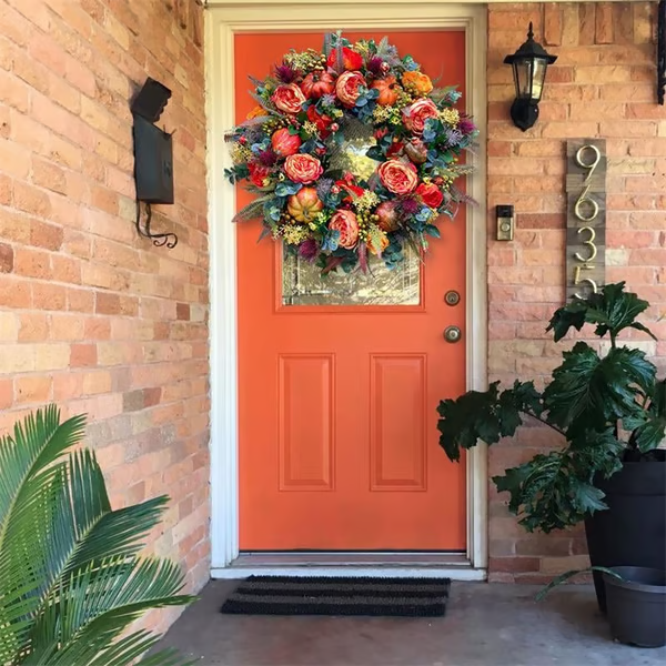 【🔥Big Sale🔥】💖Last Day 70% OFF💖Fall Peony And Pumpkin Wreath - Year Round Wreath--🔥BUY 2 FREE SHIPPING