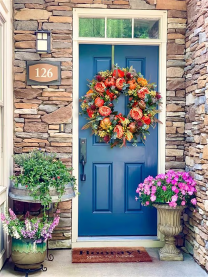 【🔥Big Sale🔥】💖Last Day 70% OFF💖Fall Peony And Pumpkin Wreath - Year Round Wreath--🔥BUY 2 FREE SHIPPING