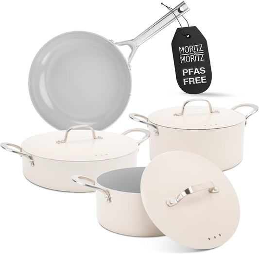 7-Piece Cast Aluminum Pot and Pan Set with Lids by Moritz & Moritz