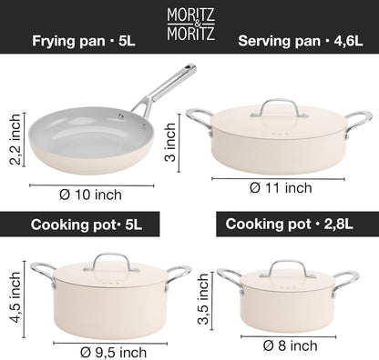 7-Piece Cast Aluminum Pot and Pan Set with Lids by Moritz & Moritz
