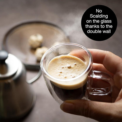 Barista 2 x 2.7 oz Coffee Glasses Double Walled - Double-Walled Glasses for Coffee, Tea or Dessert - Dishwasher Safe by Moritz & Moritz