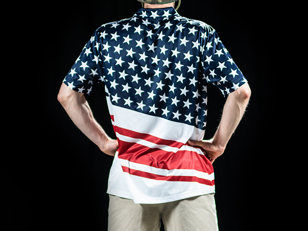 BombTech Golf American Flag Polo Shirt