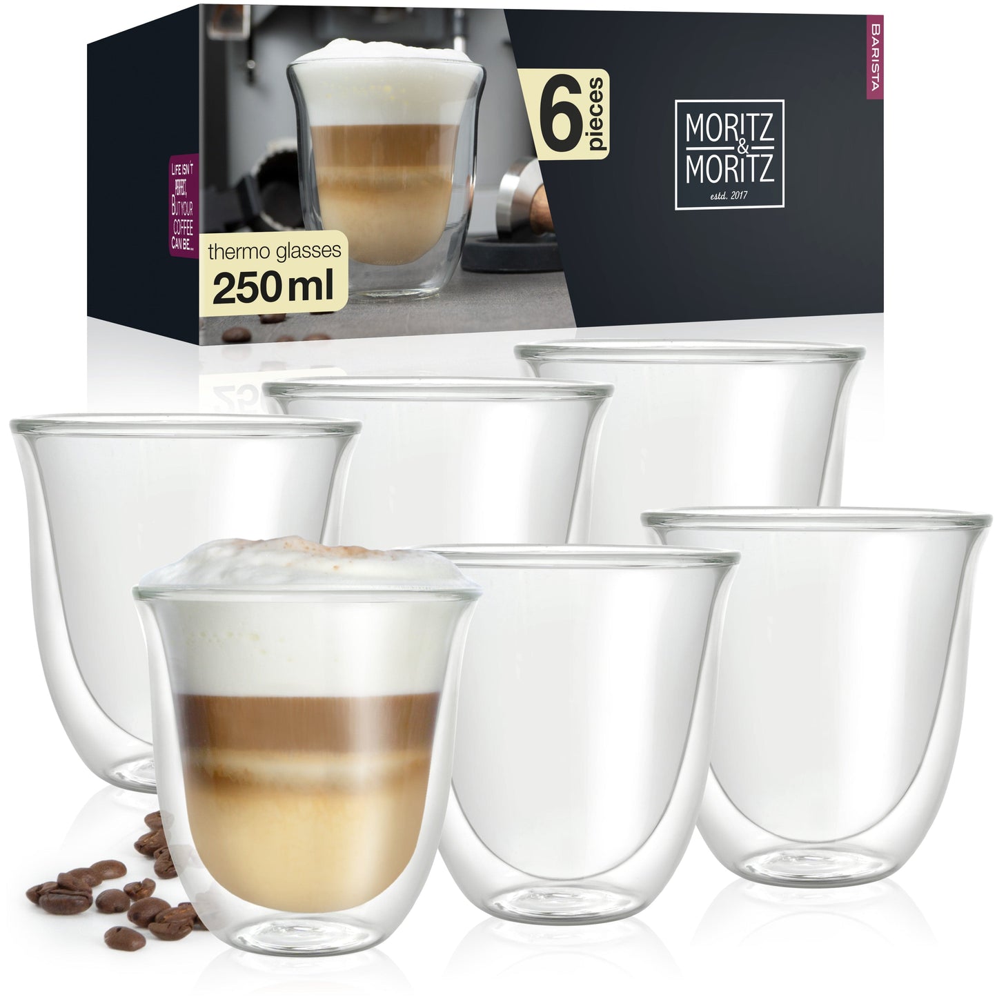 Caffe Italia Napoli Double Walled Coffee Glasses (Set of 6) by Moritz & Moritz