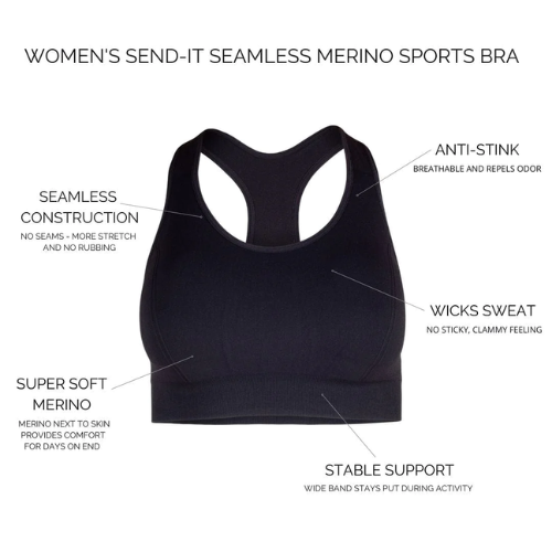 Women's Send-it Seamless Sports Bra by Ridge Merino