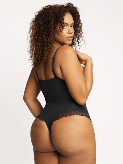 【🔥Big Sale🔥】Shapewear Lace Deep-V Neck Bodysuits or Faux Leather Skirts