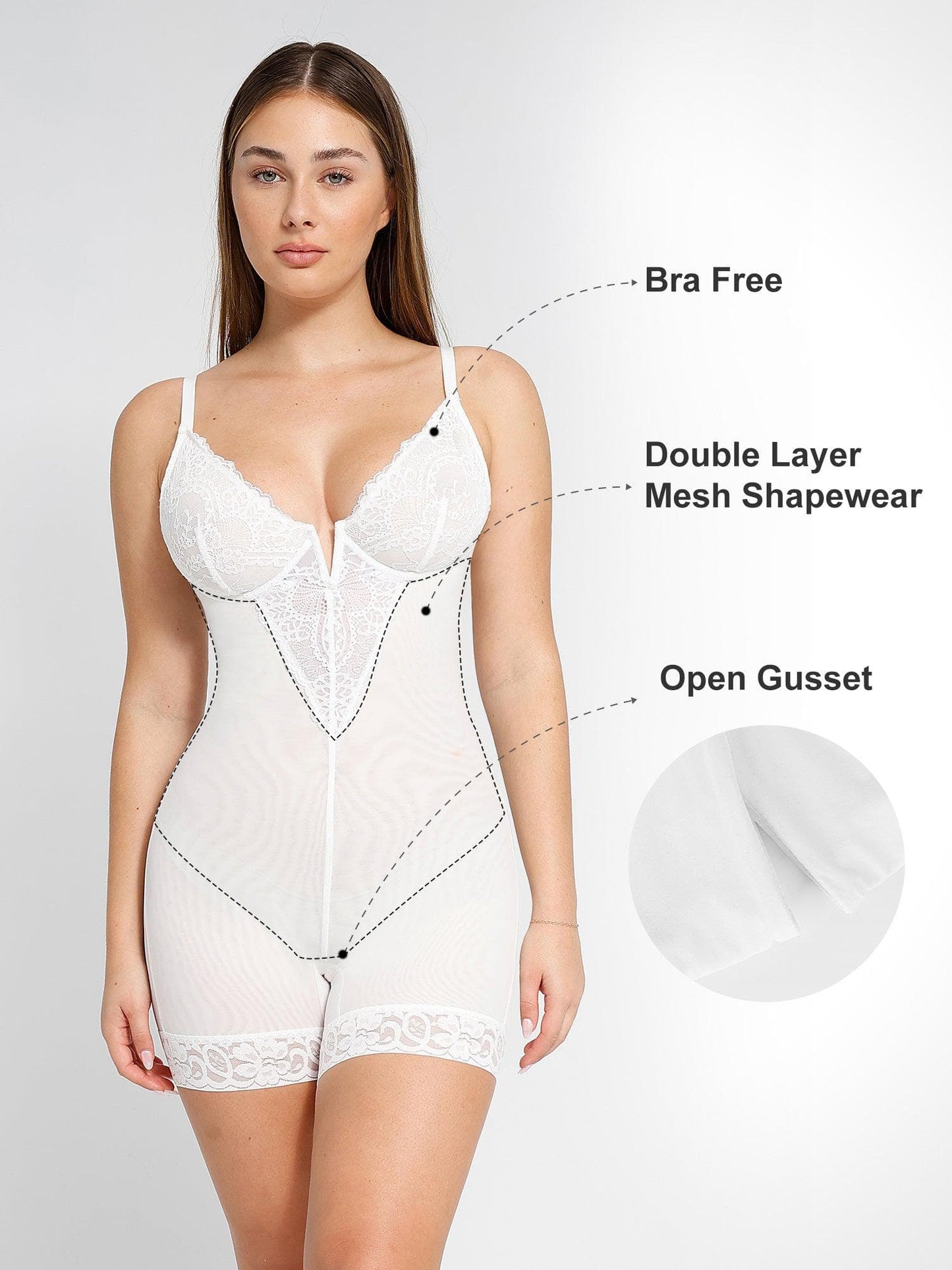 【🔥Big Sale🔥】Shapewear Lace Deep-V Neck Bodysuits or Faux Leather Skirts