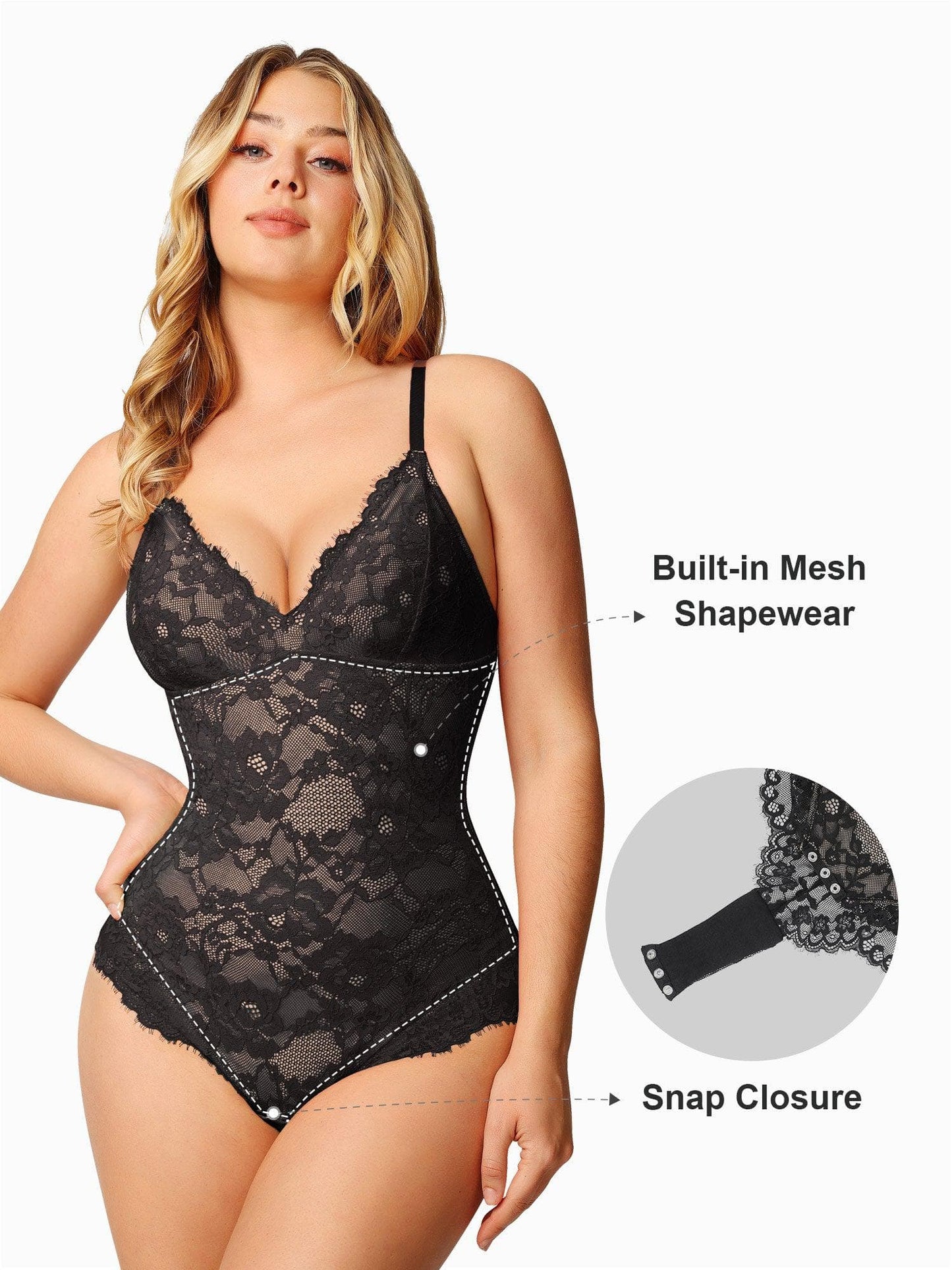 【🔥Big Sale🔥】Shapewear Lace Deep-V Neck Bodysuits or Faux Leather Skirts