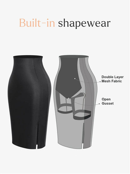 【🔥Big Sale🔥】Shapewear Lace Deep-V Neck Bodysuits or Faux Leather Skirts