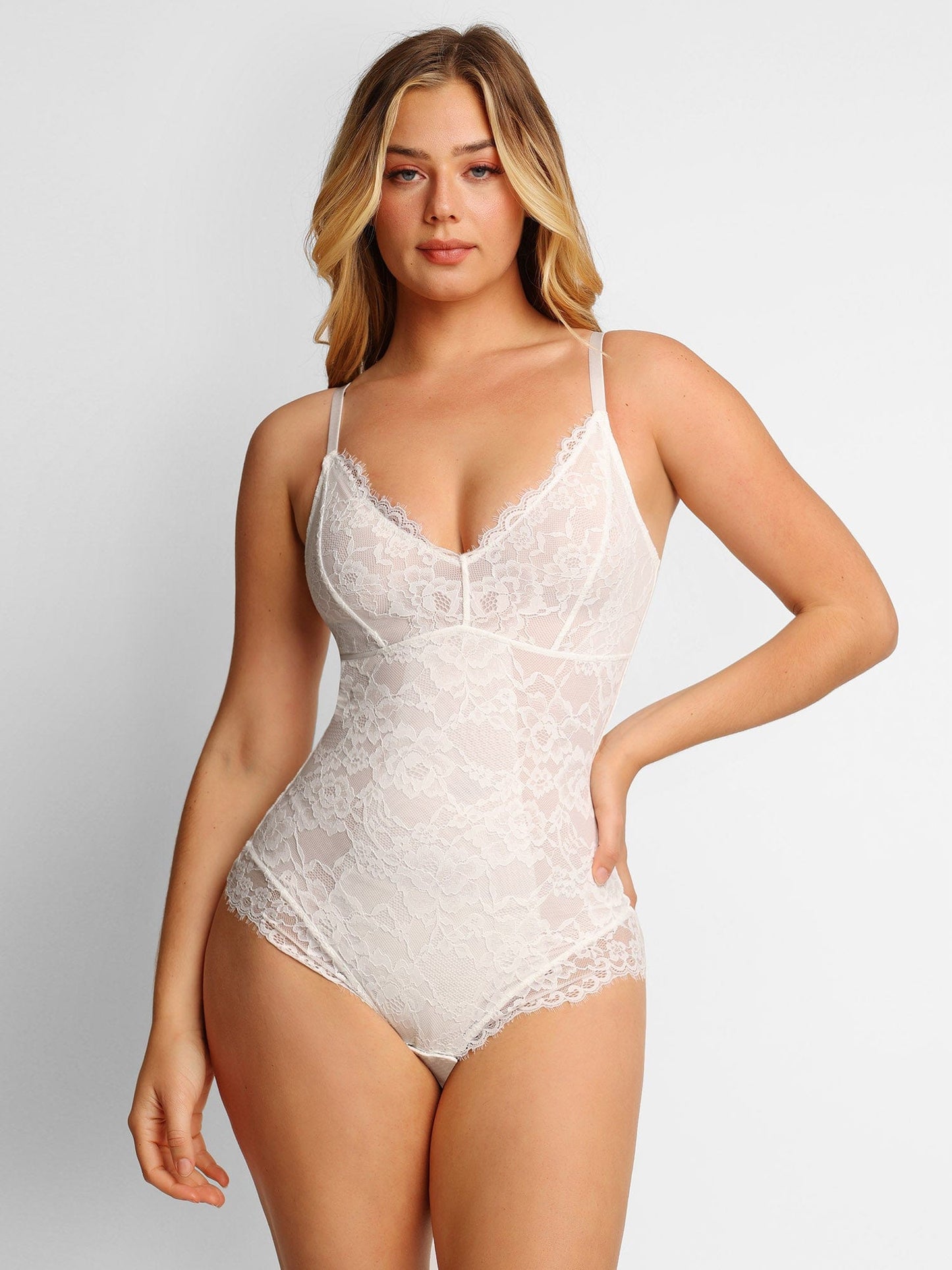 【🔥Big Sale🔥】Shapewear Lace Deep-V Neck Bodysuits or Faux Leather Skirts