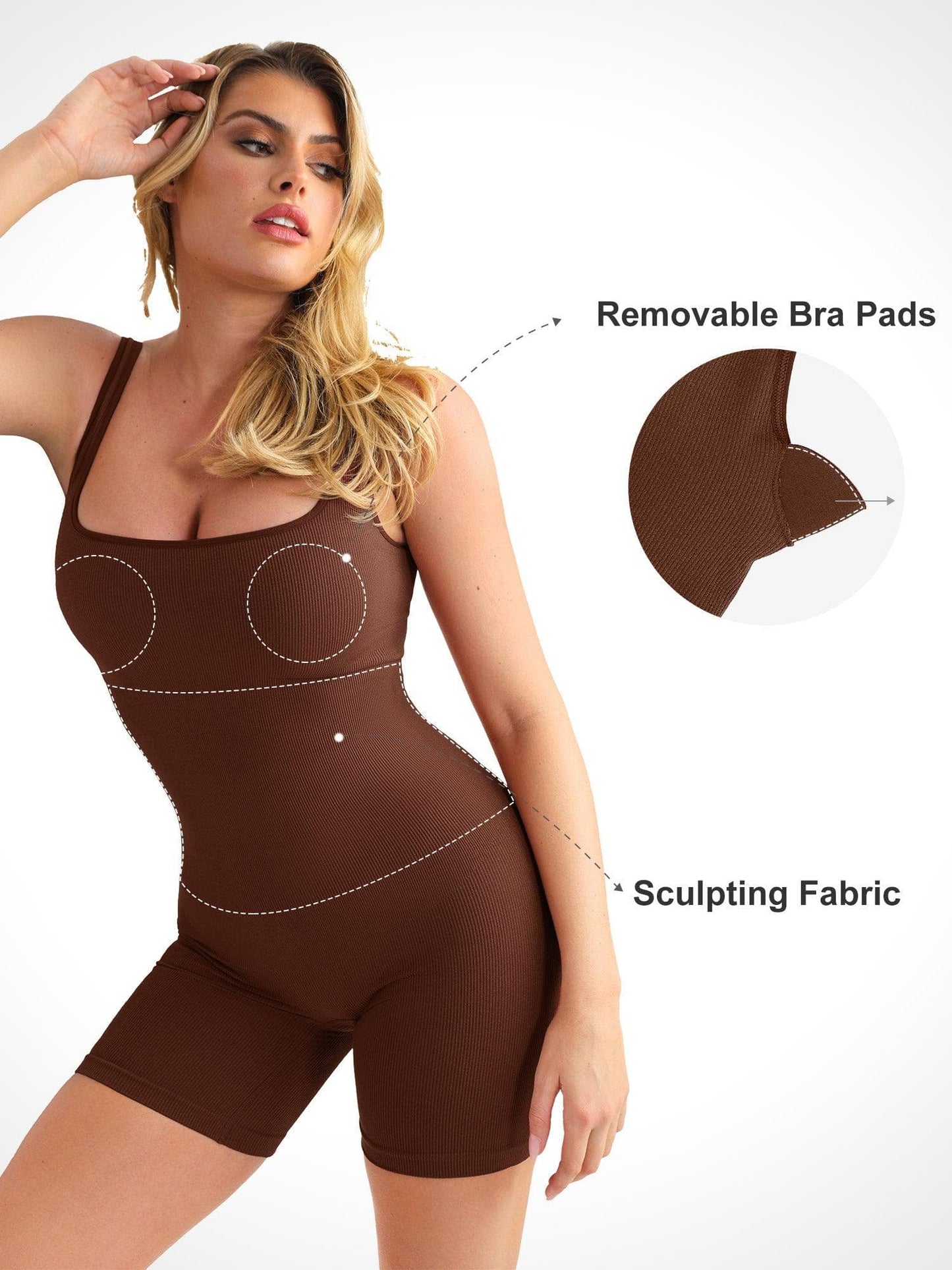 【🔥Big Sale🔥】Shapewear Seamless Square Neck Workout Jumpsuit or Romper