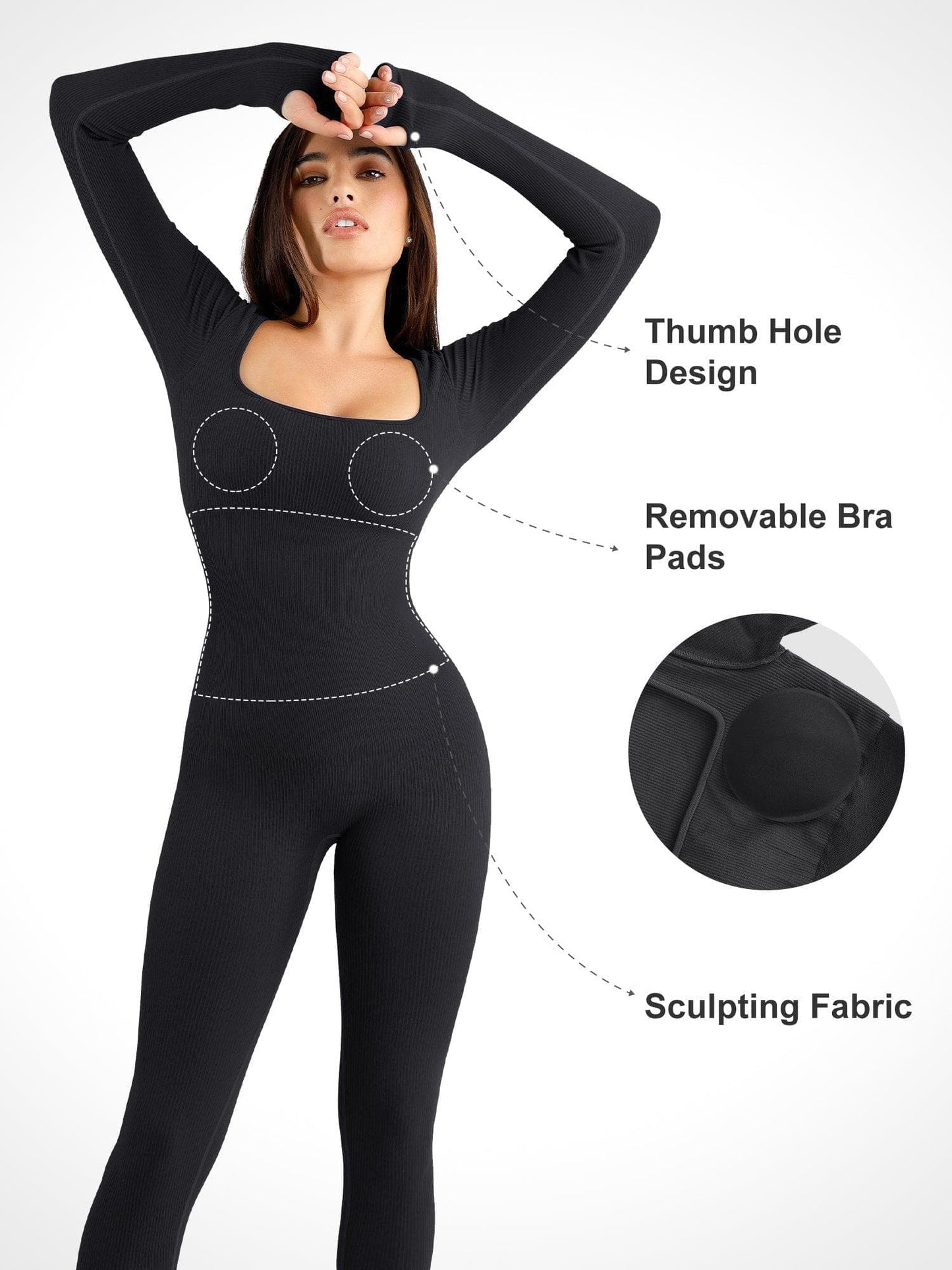 【🔥Big Sale🔥】Shapewear Seamless Square Neck Workout Jumpsuit or Romper