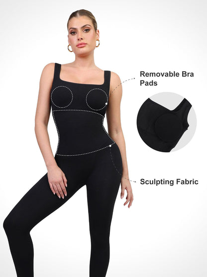 【🔥Big Sale🔥】Shapewear Seamless Square Neck Workout Jumpsuit or Romper