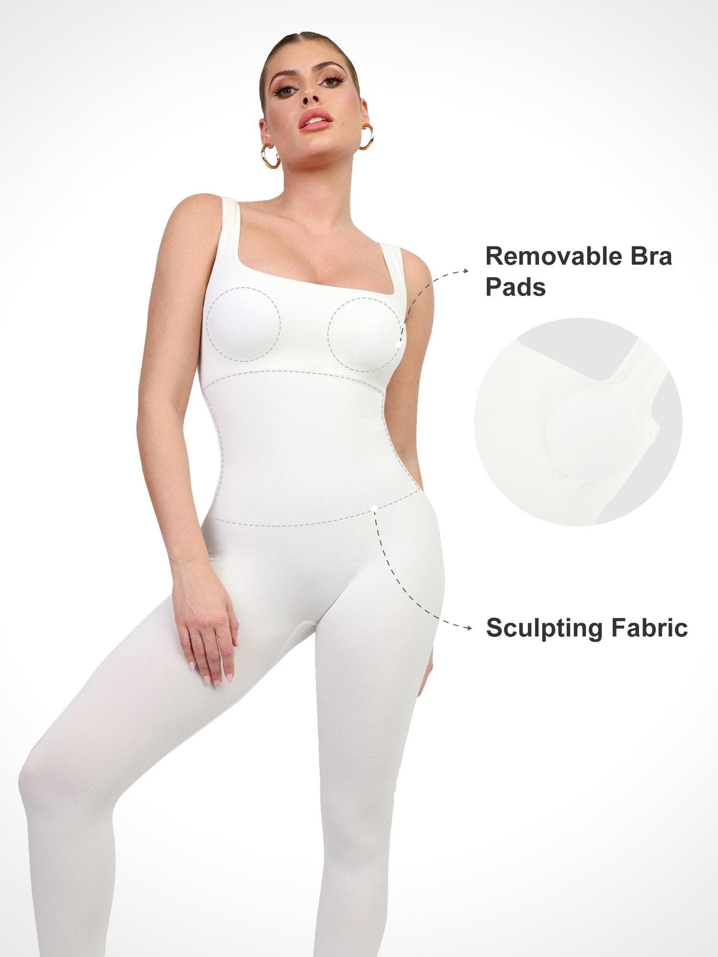 【🔥Big Sale🔥】Shapewear Seamless Square Neck Workout Jumpsuit or Romper