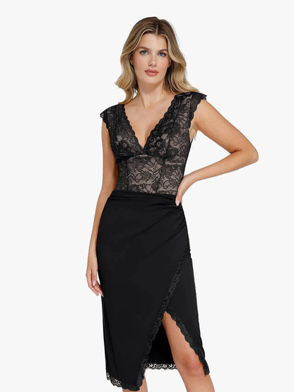 【🔥Big Sale🔥】Shapewear Sculpting Lace Bodysuit or Midi Skirt or Shrug