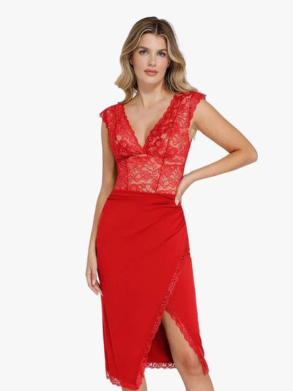 【🔥Big Sale🔥】Shapewear Sculpting Lace Bodysuit or Midi Skirt or Shrug