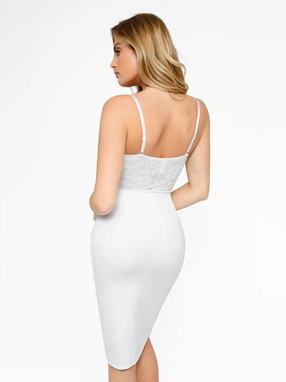 【🔥Big Sale🔥】Shapewear Sculpting Lace Corset Midi Slip Dress