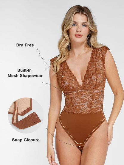 【🔥Big Sale🔥】Shapewear Sculpting Lace Bodysuit or Midi Skirt or Shrug