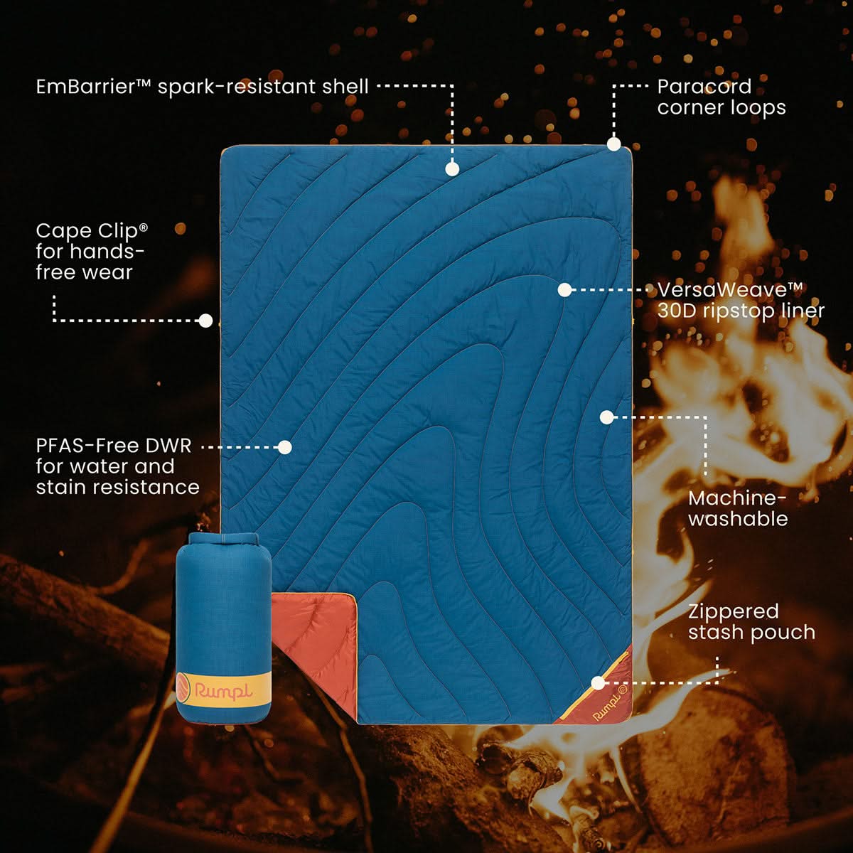 Flame Puffy Blanket - Deep Ember