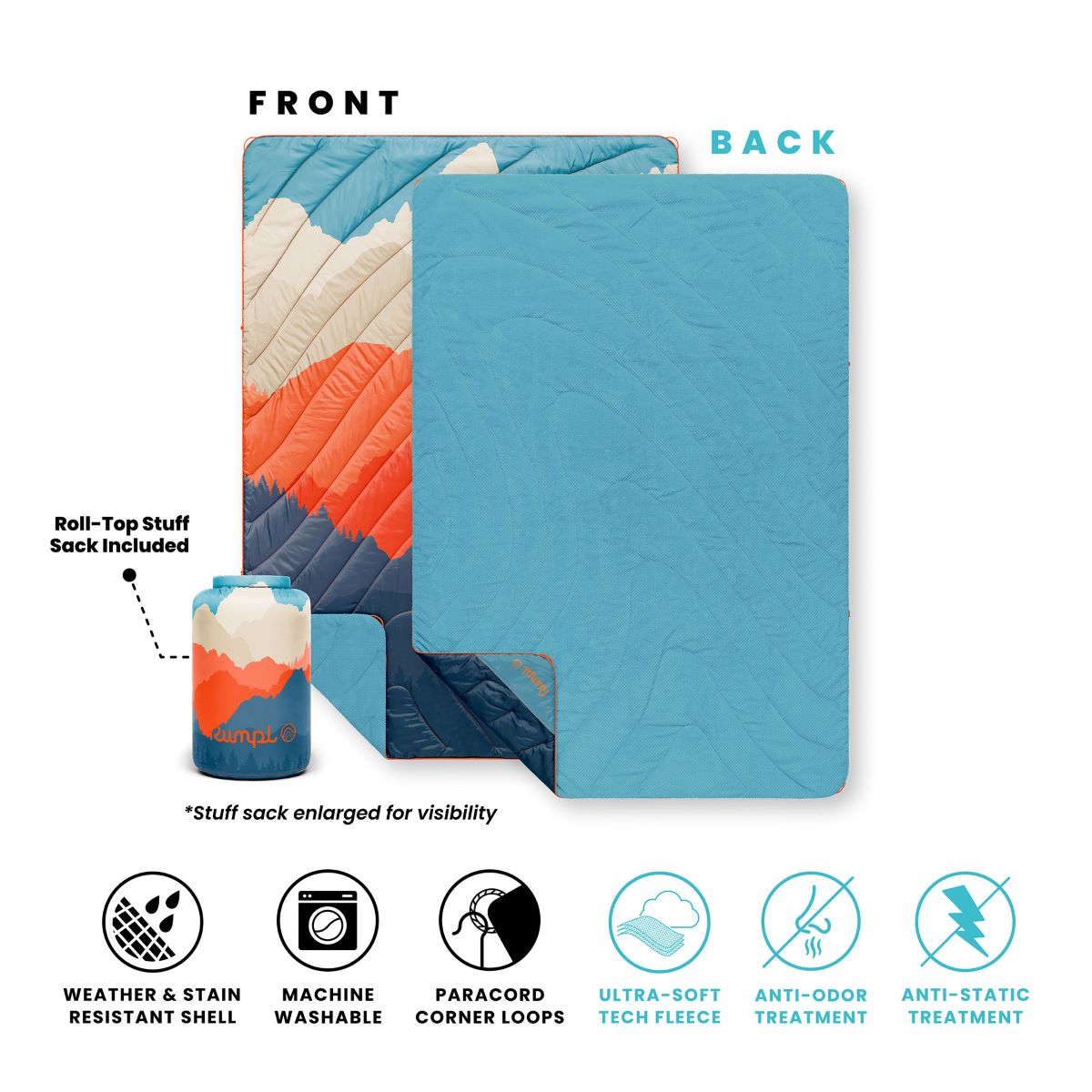 Fleece Puffy 2 Person Blanket - Teton Glow